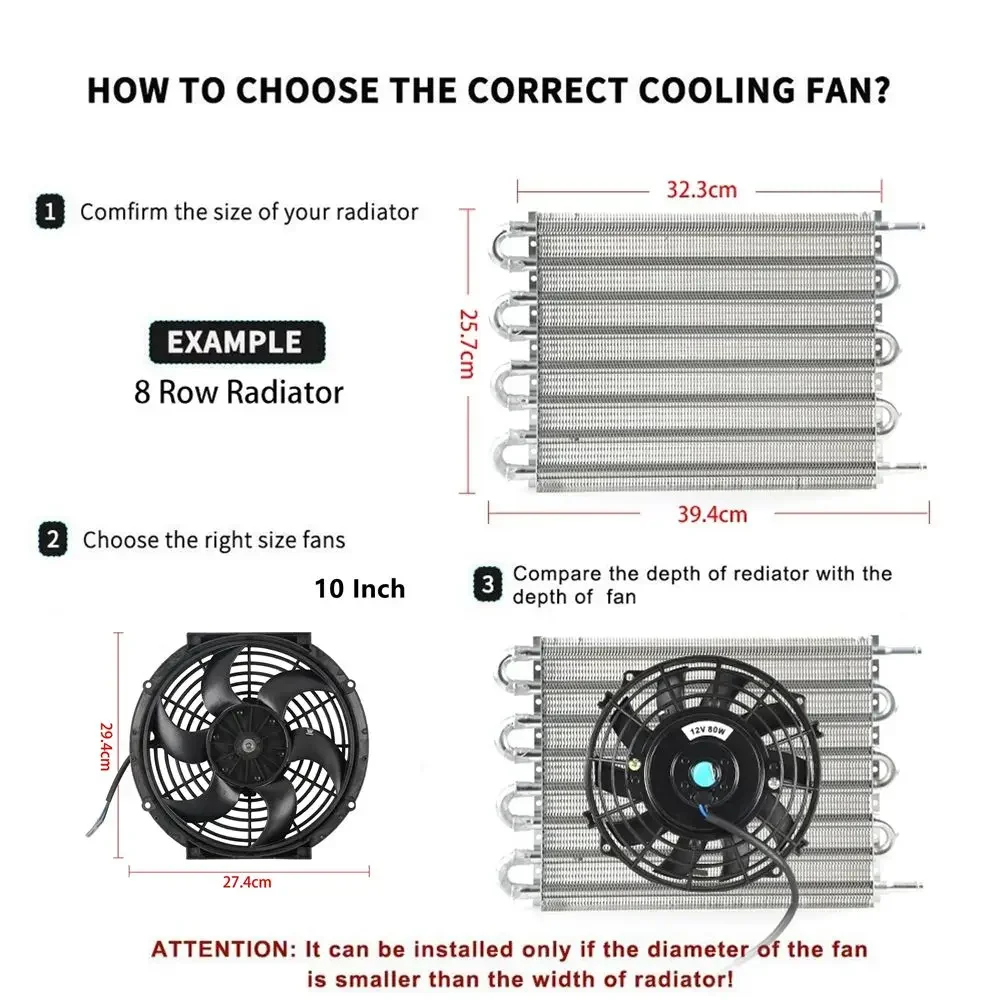 Radiador de transmisión universal 8 filas con ventilador eléctrico 12 V - imagen 4