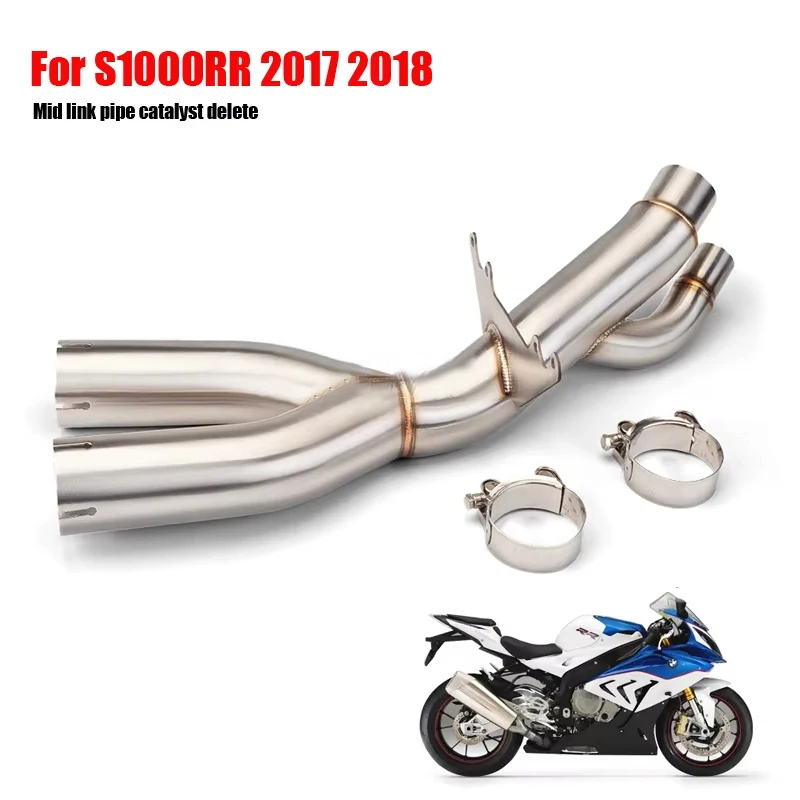 Tubo escape medio doble salida inoxidable BMW S1000RR S1000R 2017-2018 - imagen 2