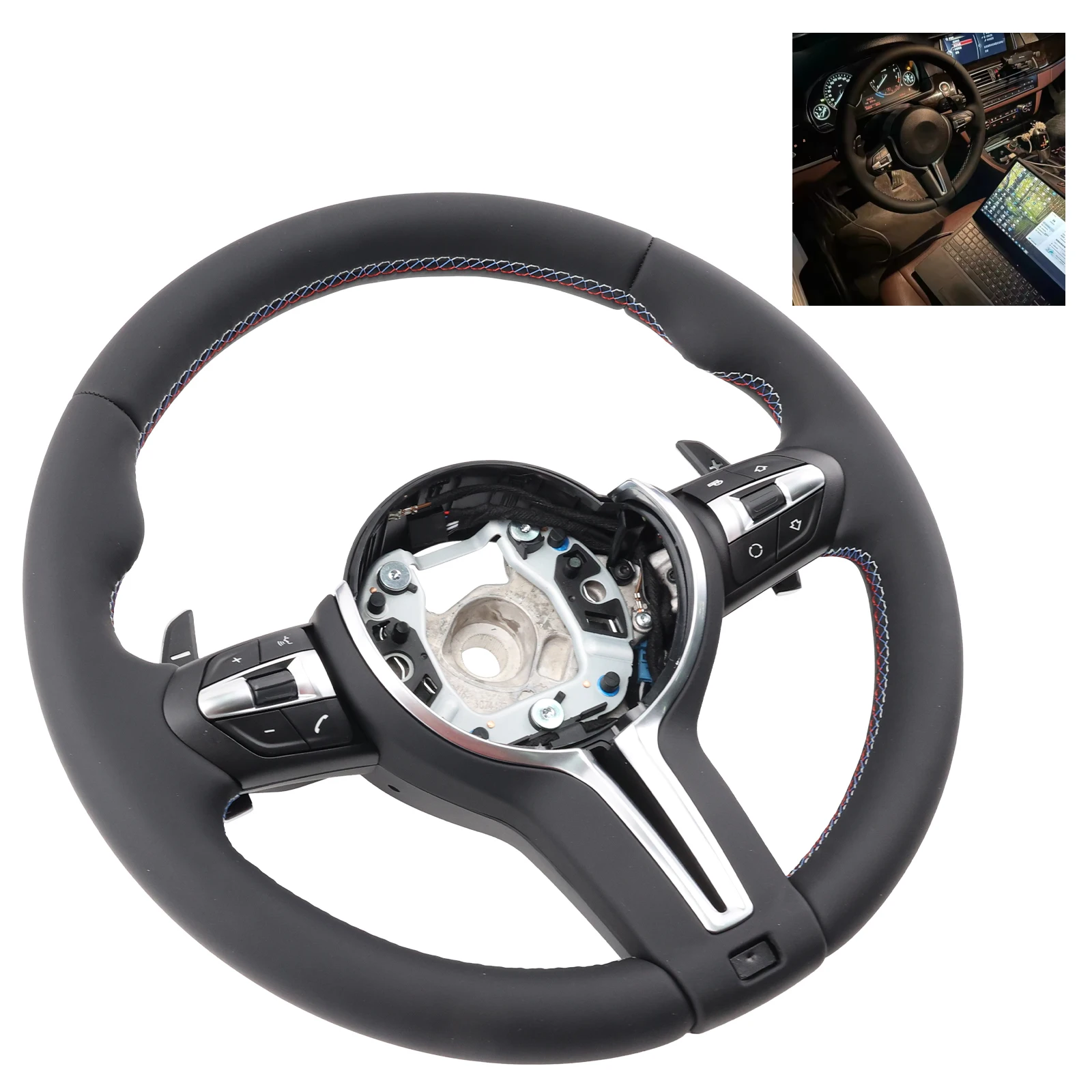 Volante deportivo multifuncion de cuero napa para BMW E70-E90