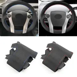 Funda para volante de cuero ante trenzado cosido a mano Toyota Prius