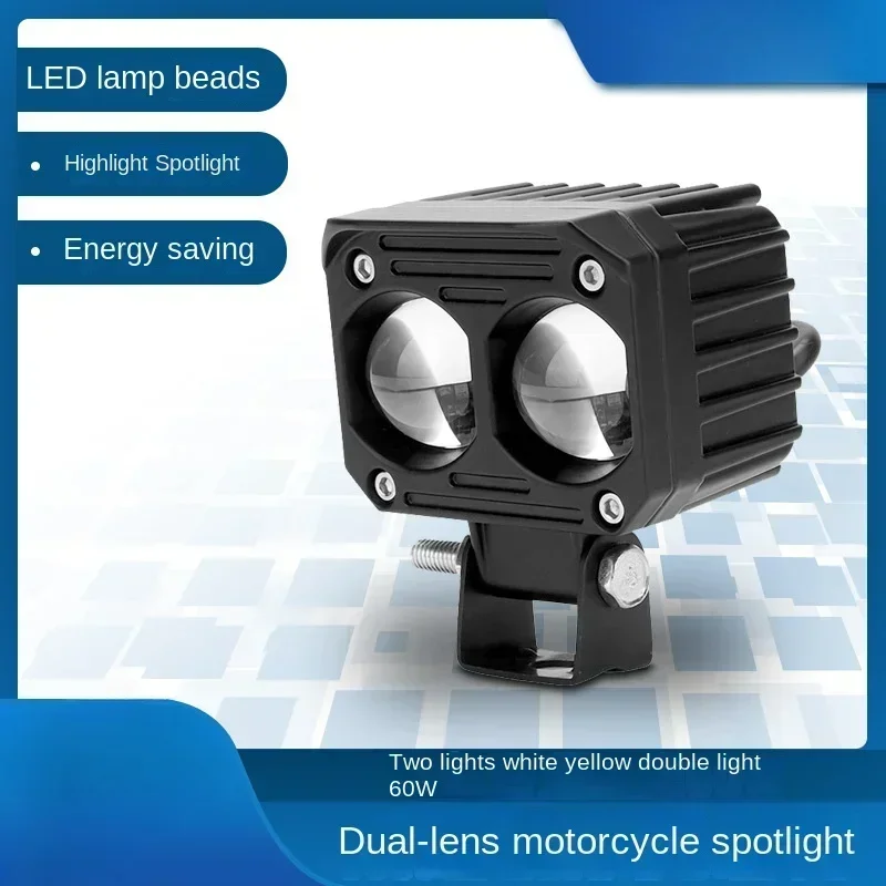 Faro LED auxiliar motocicleta blanca y amarilla luz larga/corta - imagen 3