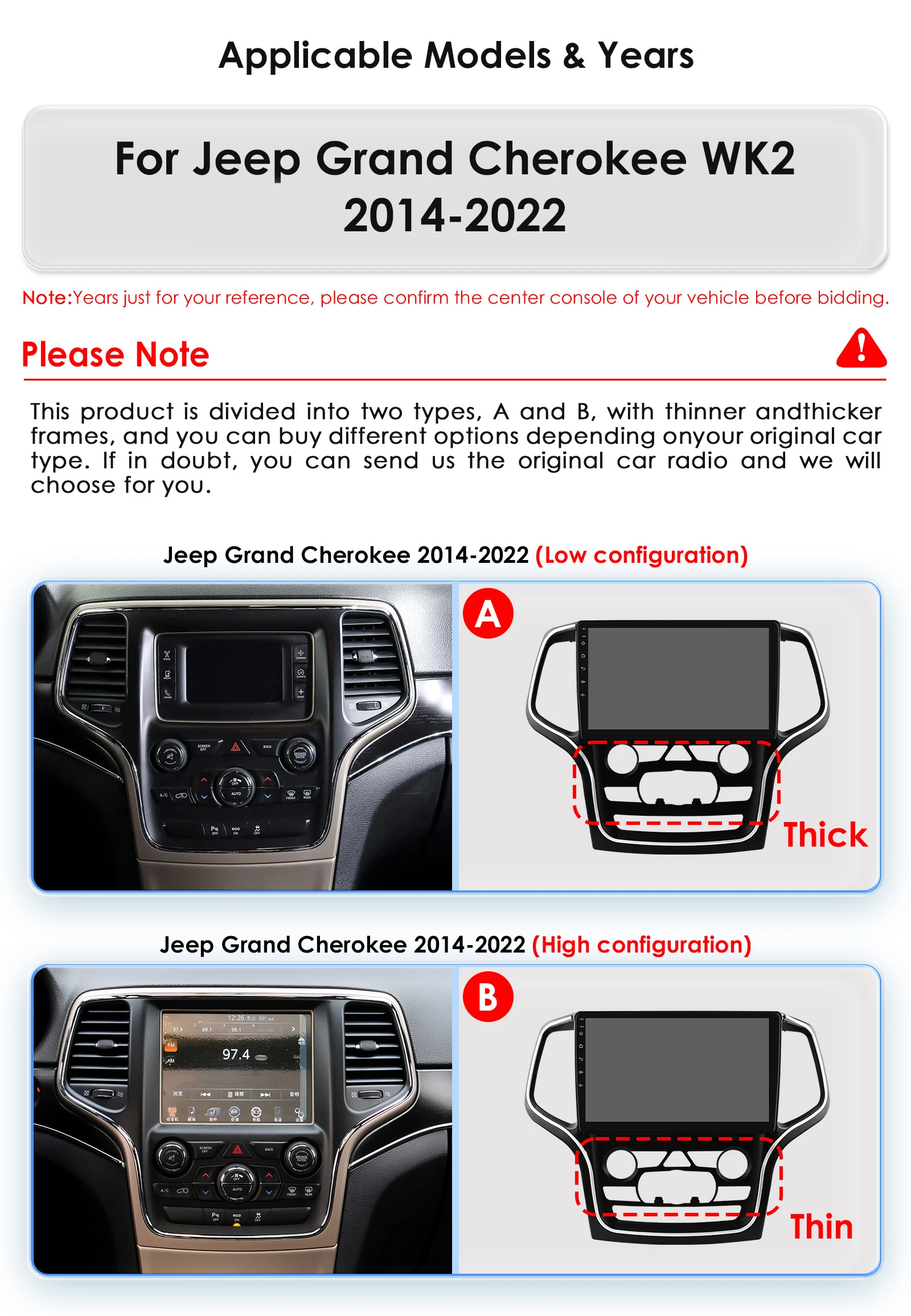 Autoradio Android Hizpo GPS Bluetooth Carplay Jeep Grand Cherokee WK2 (2014-2022) - imagen 2