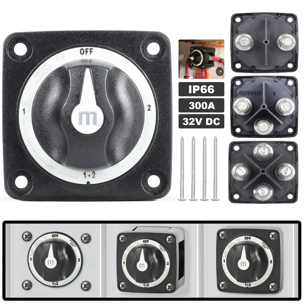 Desconectador de batería con selector 300 A para coche y camper