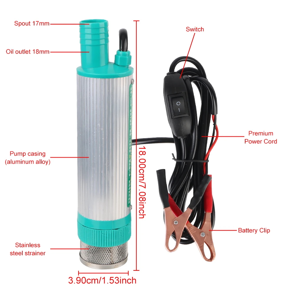 Bomba eléctrica de trasvase universal 12V para diésel, aceite y agua - imagen 2