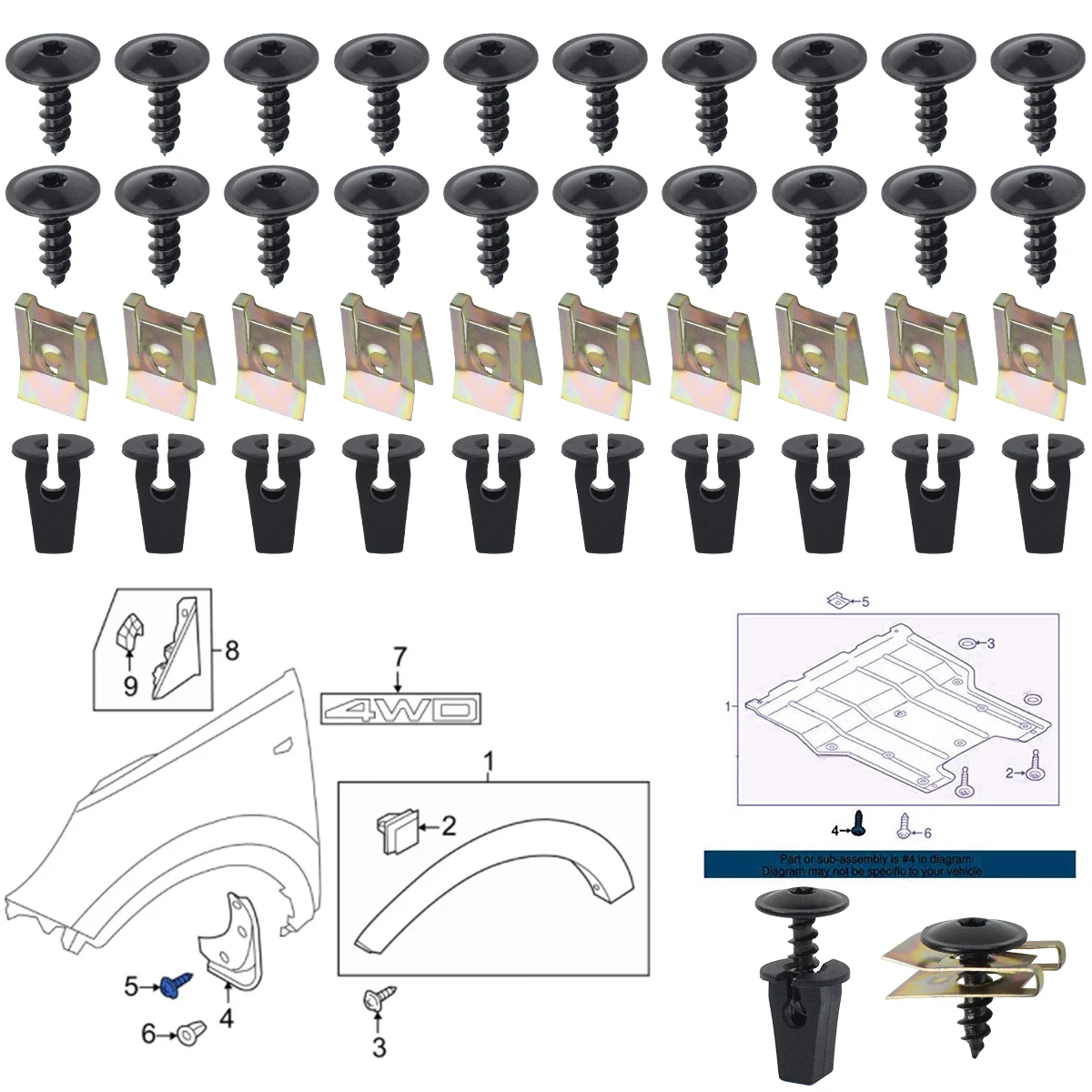 Kit de clips para cubrecárter y paso de rueda VW y Audi