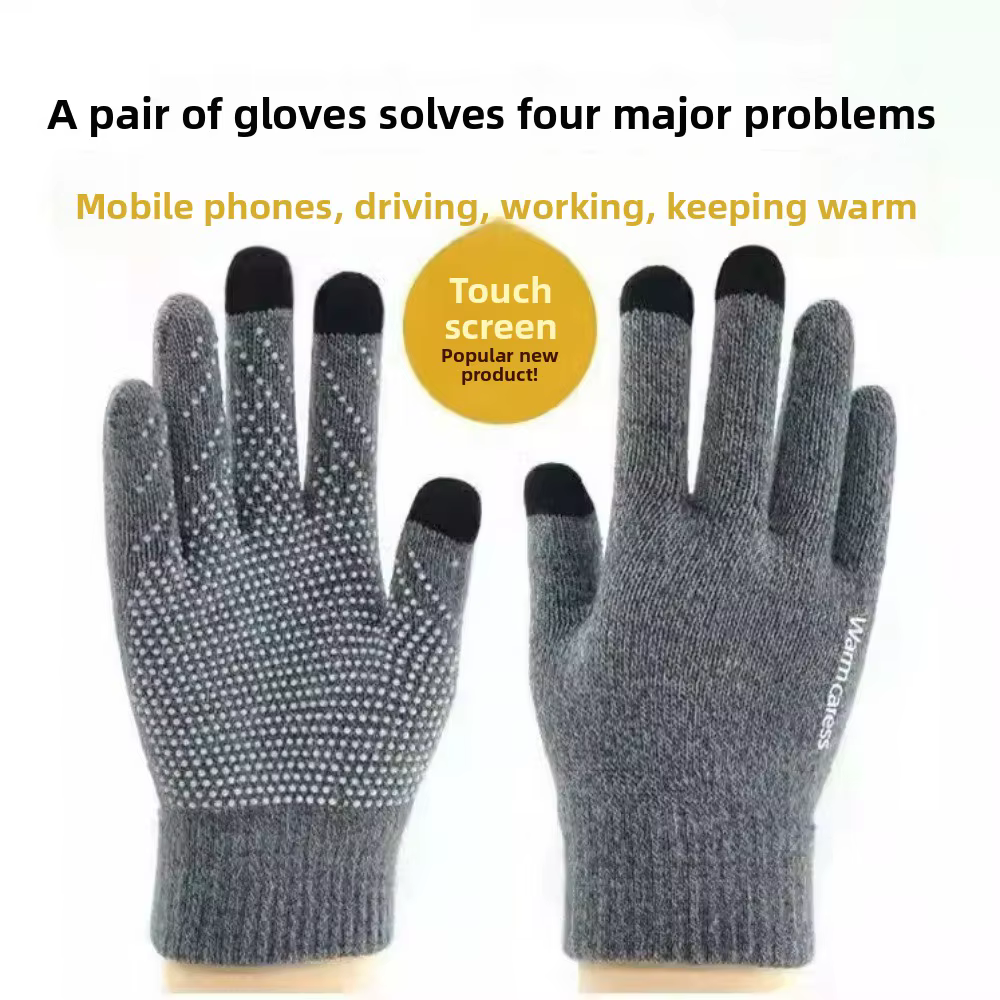 Guantes de invierno táctiles con forro polar y silicone antideslizante para conducir - imagen 4