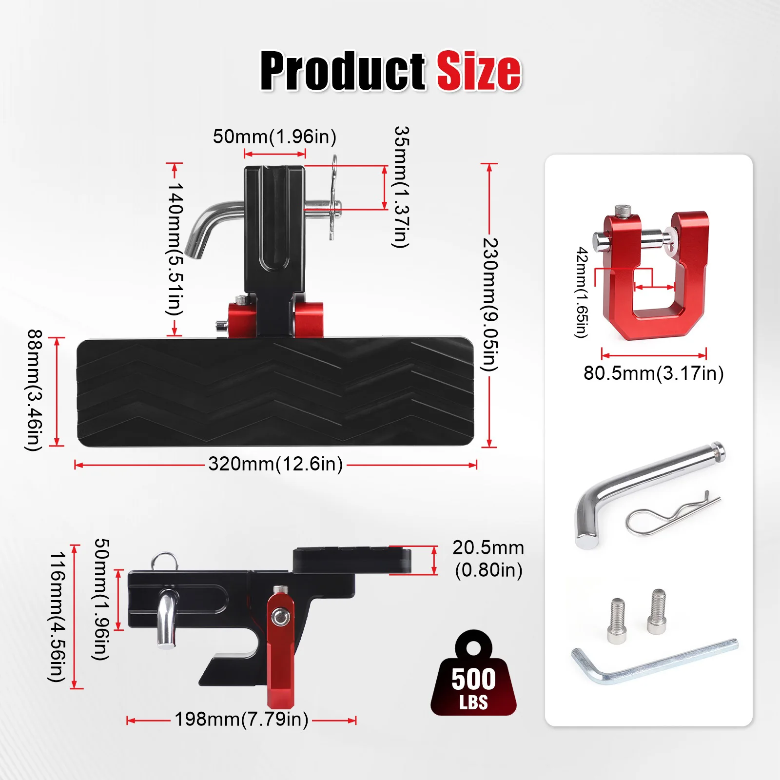 Deslizador de enganche con grillete D de 3/4″ para receptor de 2″ - imagen 3