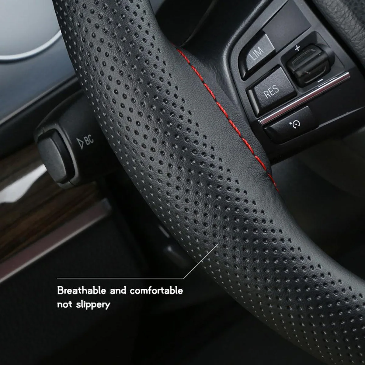 Protector de volante de cuero con aguja e hilo hecho a mano - imagen 4