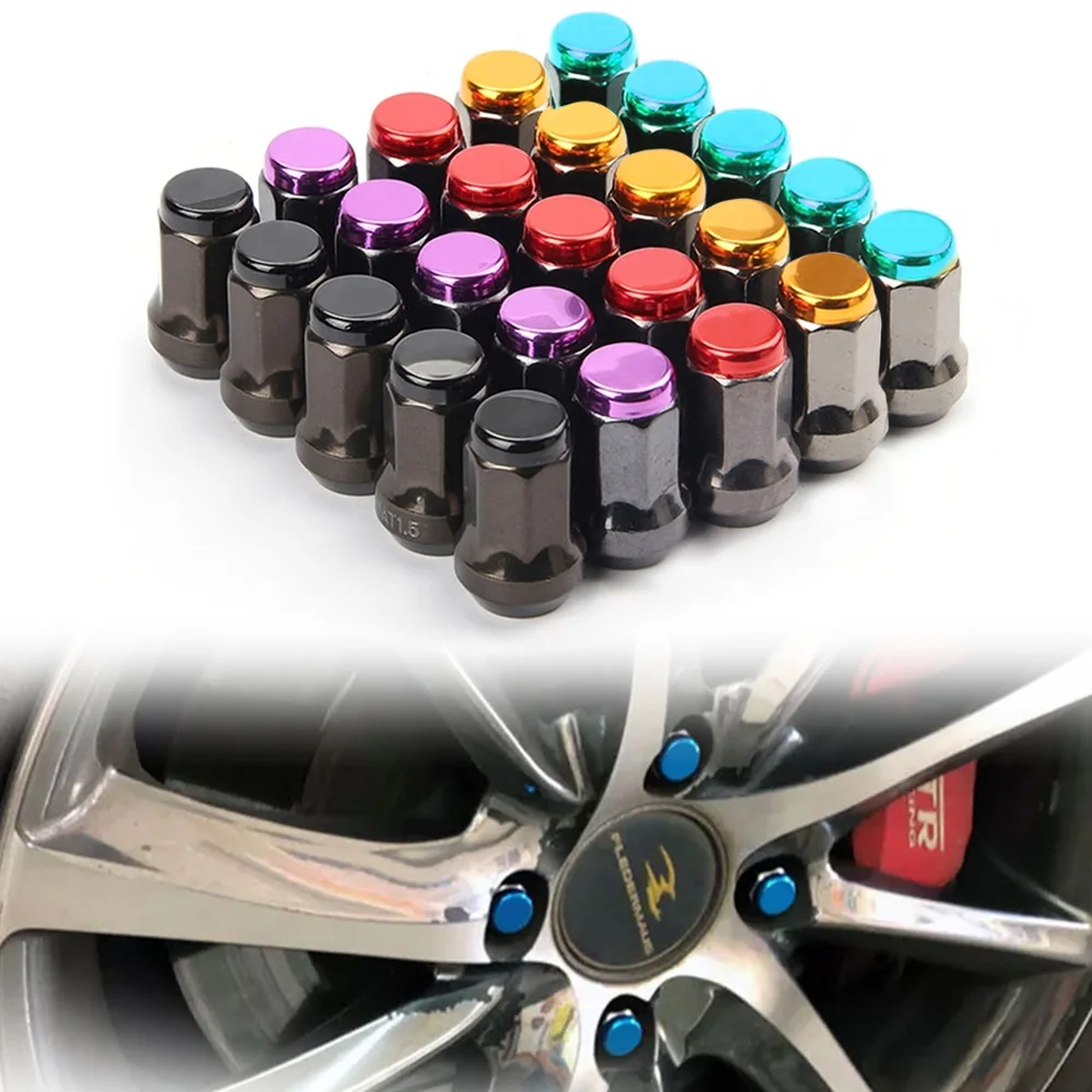 Kit tuercas de rueda M12x1,5 con tapas hexagonales racing universales