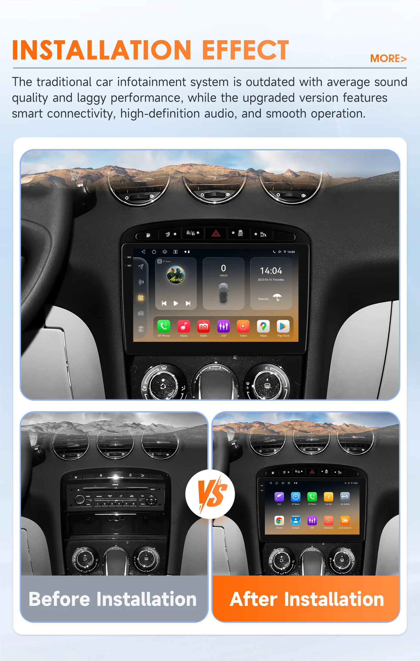 Radio 2 DIN Hizpo con CarPlay y Android Auto para Peugeot 308/408 - imagen 5