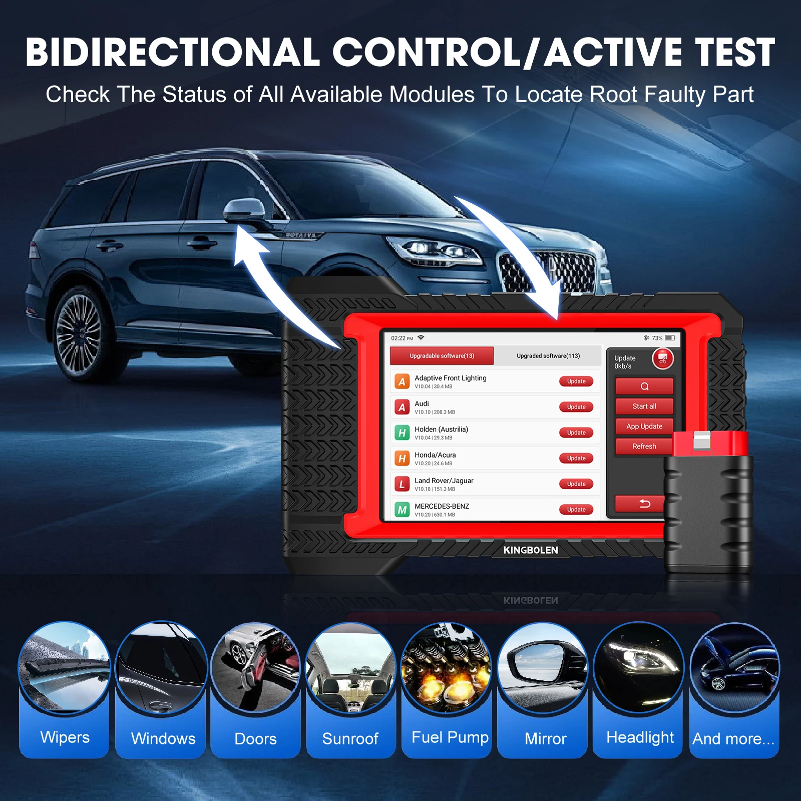 KINGBOLEN K7 escáner OBD2 con codificación ECU y pruebas activas - imagen 4