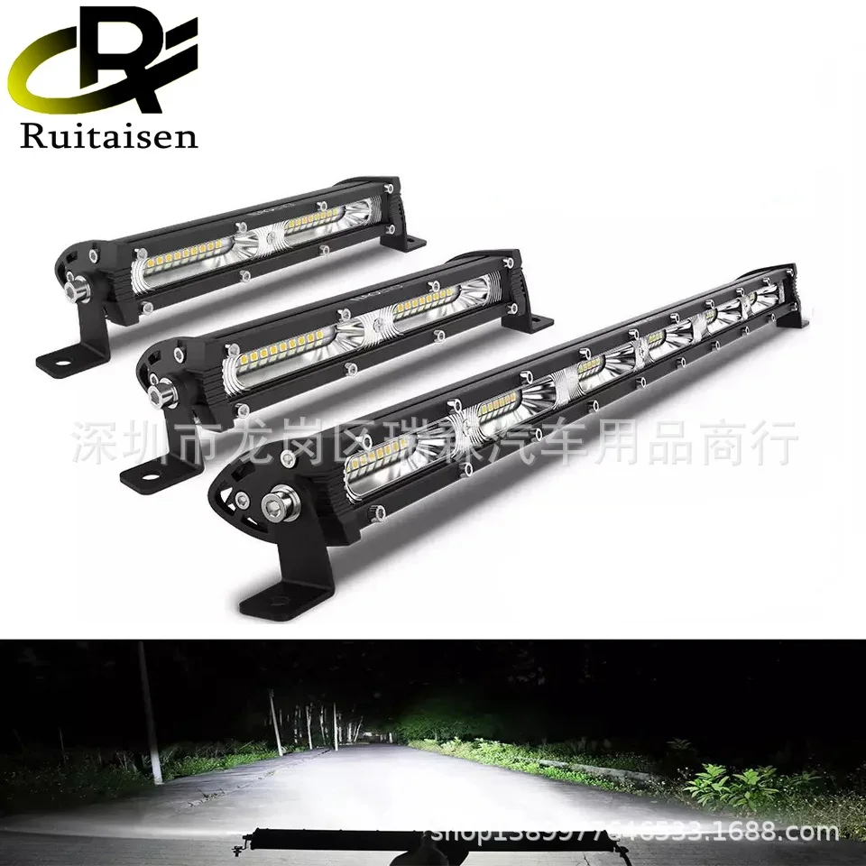 Tira de luces LED negra de una sola fila para vehículo todoterreno