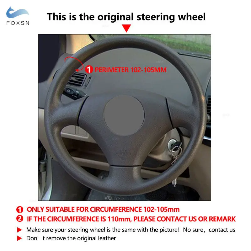 Cubierta de volante de cuero perforado FOXSN