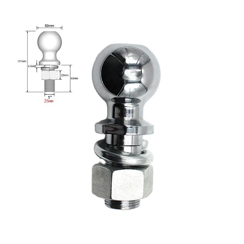 Bola de remolque cromada con vástago de 50 mm y 2722 kg