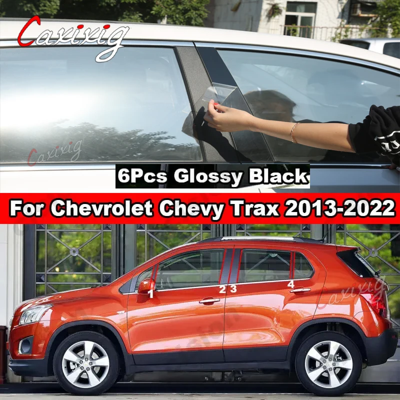 Molduras de pilar B negro brillo efecto carbono para Chevrolet Trax
