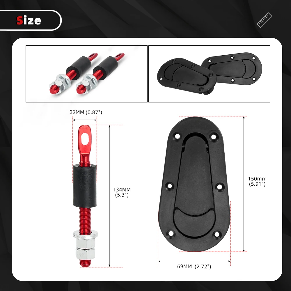 Kit bloqueo capó Universal negro ENL031 – Pasador motor racing 2 uds. - imagen 4