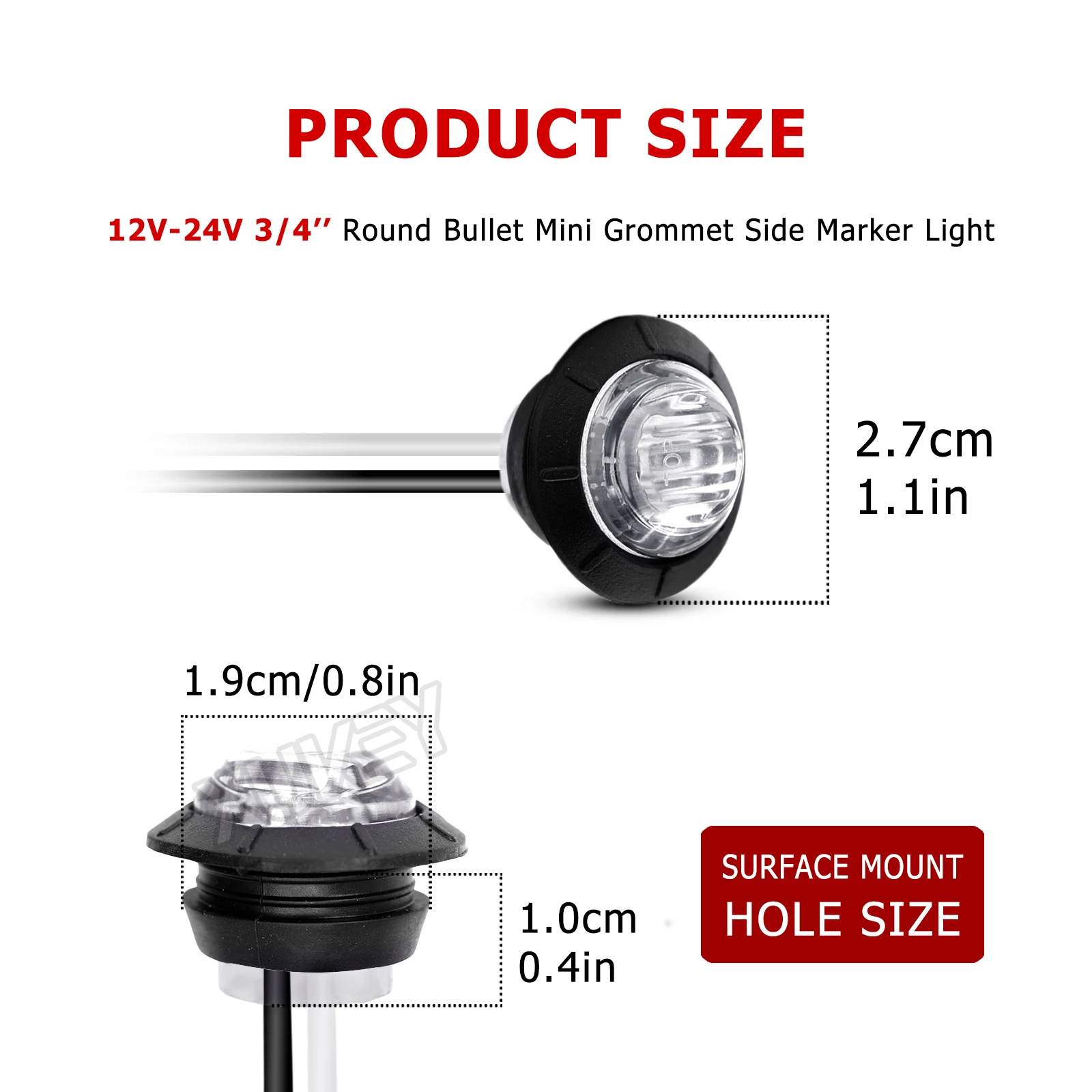 Luz LED de posición lateral redonda 12/24 V para camión y remolque - imagen 4
