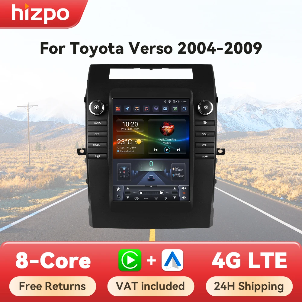 Hizpo Autoradio Android con Carplay GPS Toyota Verso Corolla 2004-2009