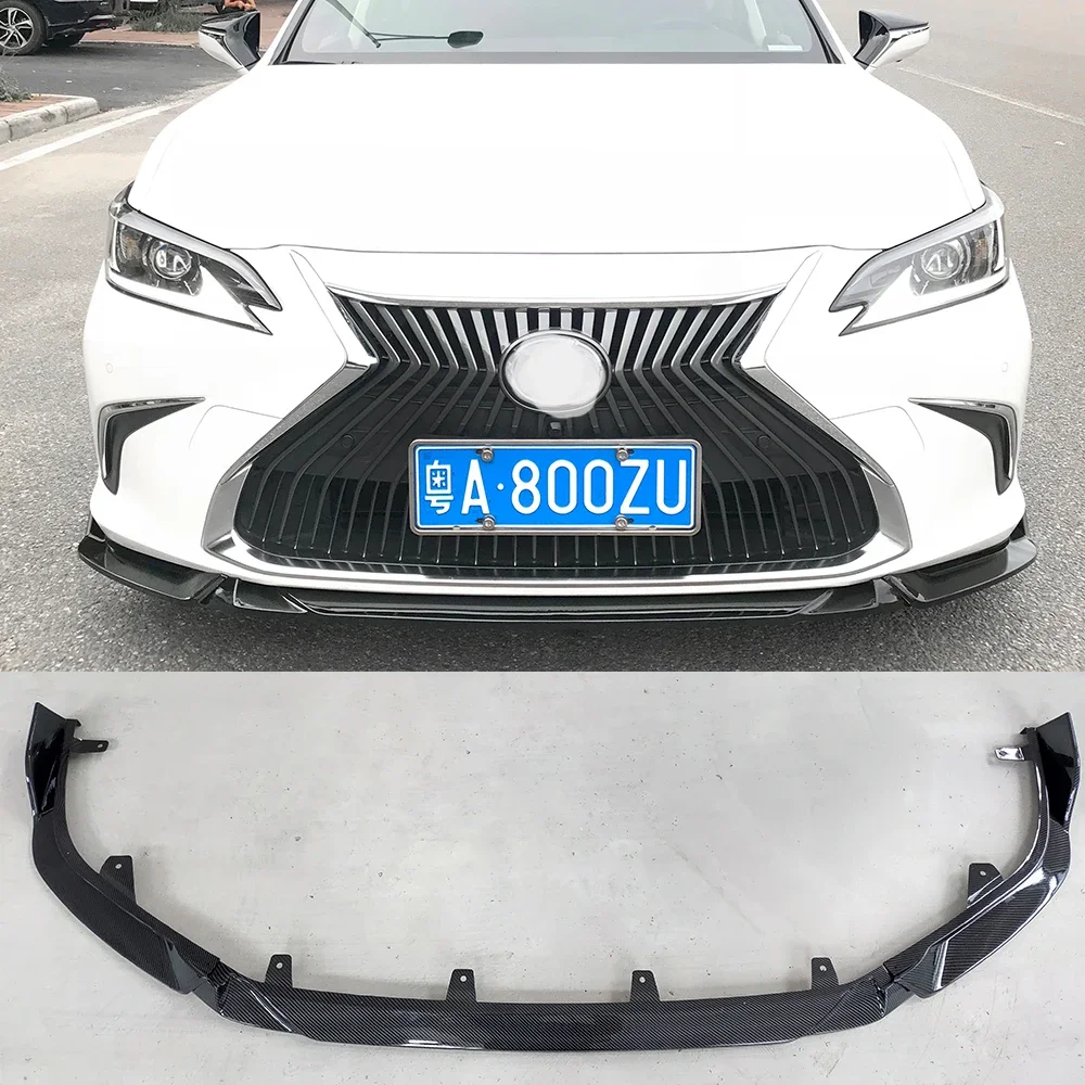 Para Lexus ES 2018 año parachoques delantero de coche kit de carrocería modificación de labio en alerón de parachoques barbilla negra brillante marca de agua de barbilla