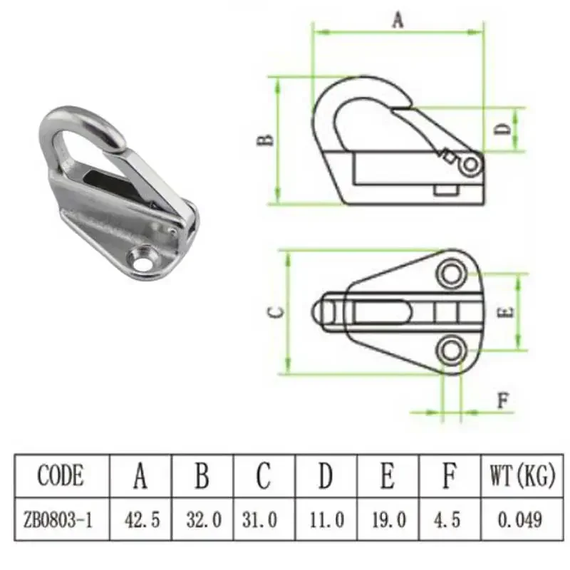 Ganchos para guardabarros bloqueados, gancho para guardabarros de acero inoxidable 316, gancho de resorte, gancho de cuerda para sujetar a presión, Hardware para barco, 5 uds. - imagen 3