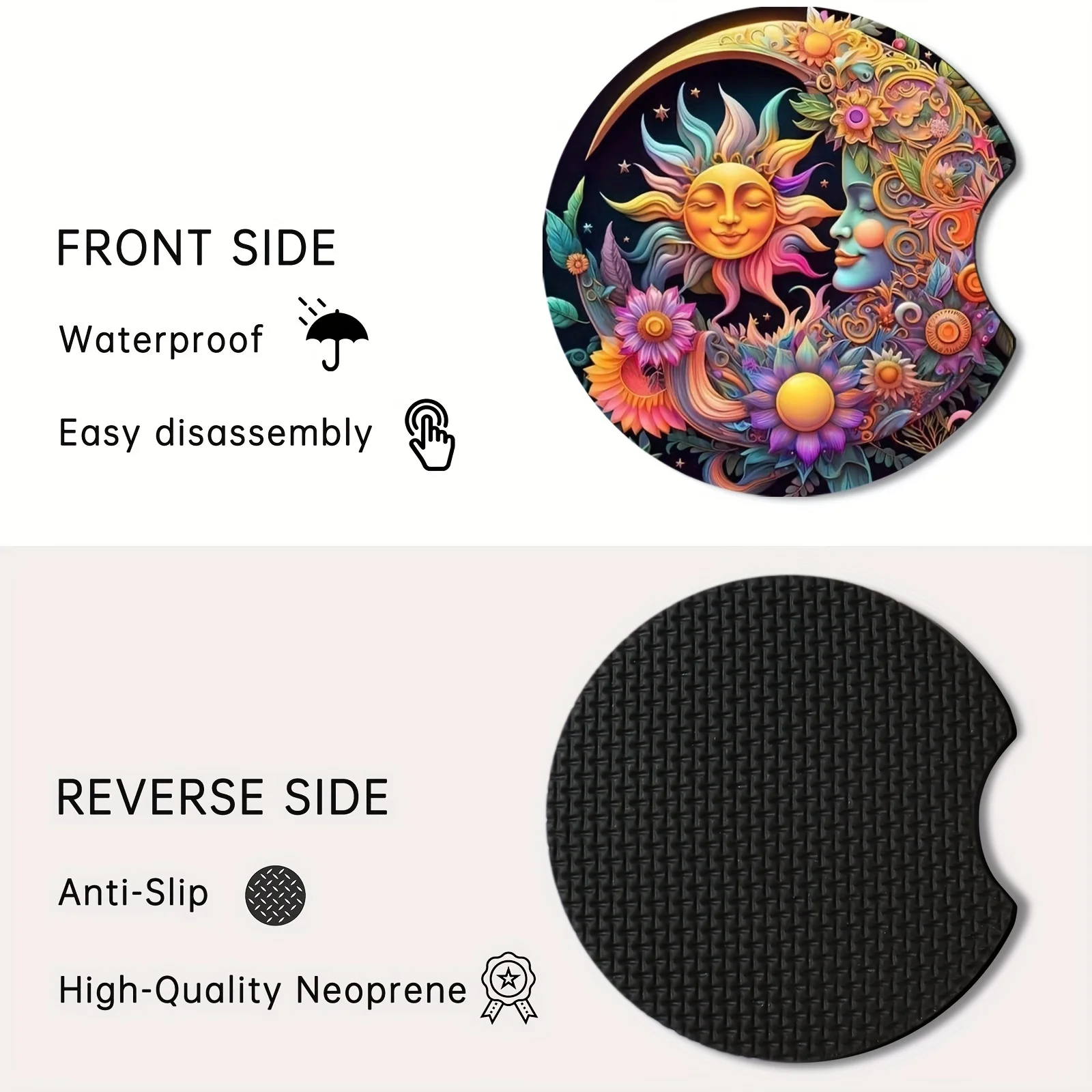 Posavasos coche de espuma absorbente con diseño sol y luna - imagen 3