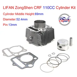 Kit de juntas de anillo de pistón de cilindro, 52,4mm, 13mm, 110CC, Dirt Bike, Pit Bike, ATV Quad