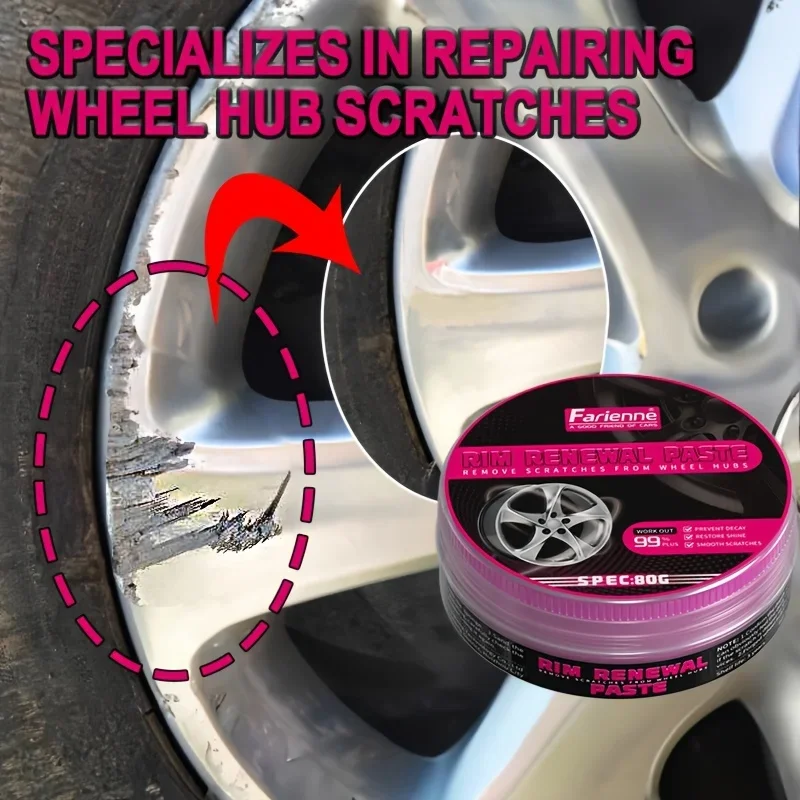 Kit de reparación de arañazos de cubo de rueda Universal, pasta de renovación de detalles de llanta, compuesto de pulido para el cuidado de las ruedas de coche, reparación de abolladuras sin rastro - imagen 5