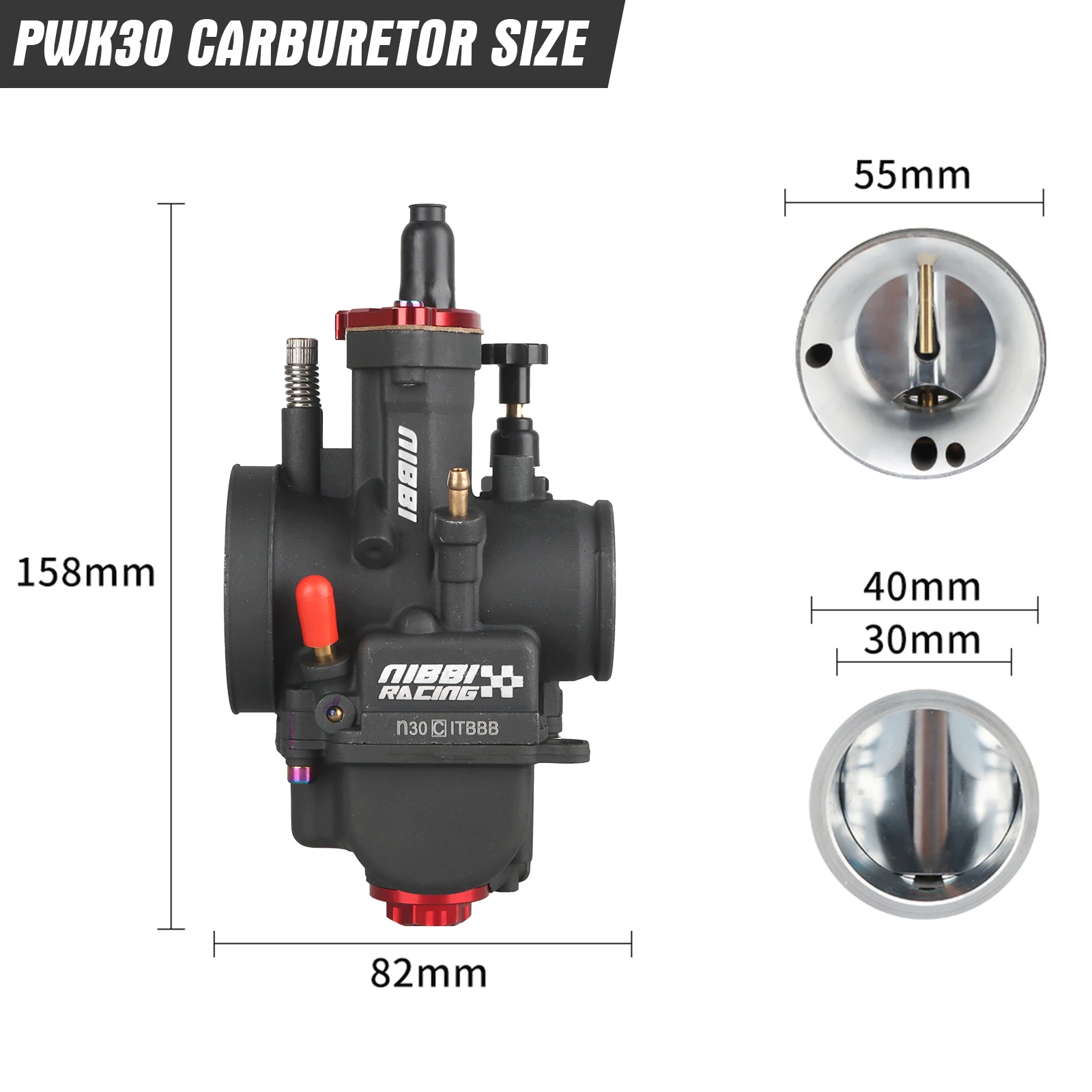 NIBBI Carburador PWK 34mm Filtro Aire Pitbike Yamaha/Suzuki 250-400cc - imagen 2