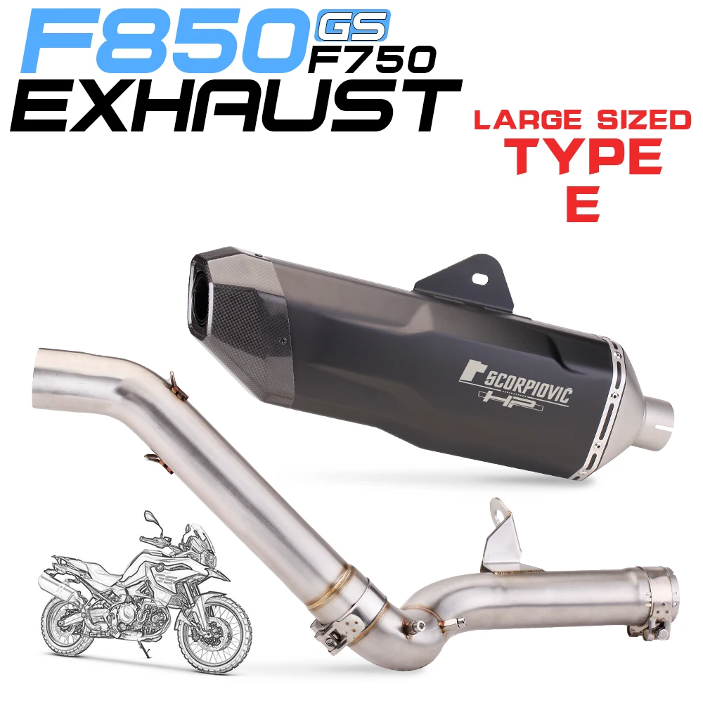 Silenciador de escape BMW F750GS F850GS con tubo de enlace medio