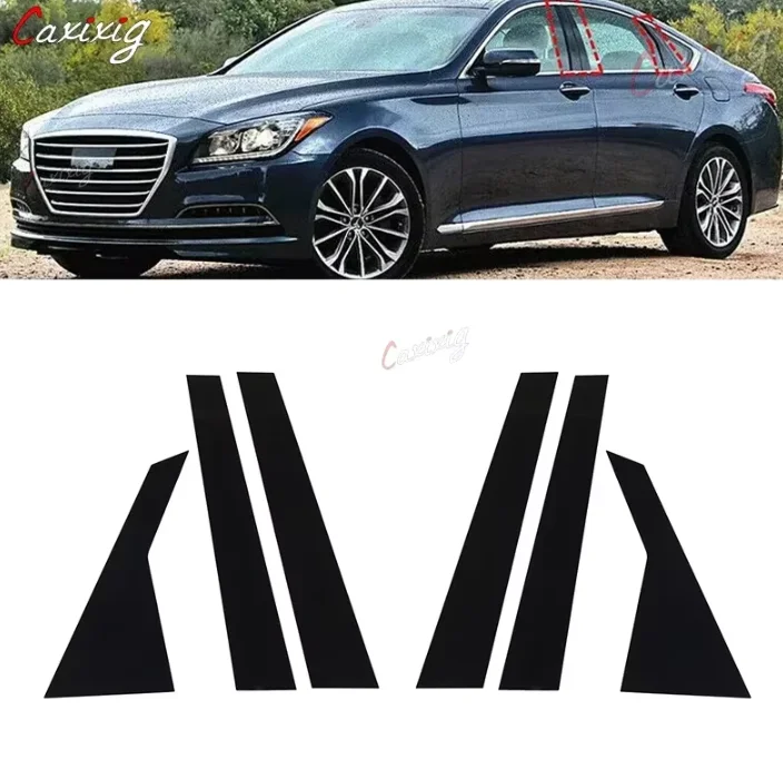 6 uds para HYUNDAI GENESIS G80 Sedan 2015-2022 postes de pilar de ventana de coche pegatinas embellecedoras de puerta naklejki samochodowe - imagen 2