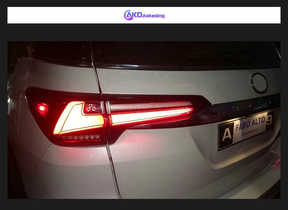 Vista trasera del Fortuner con luces LED instaladas