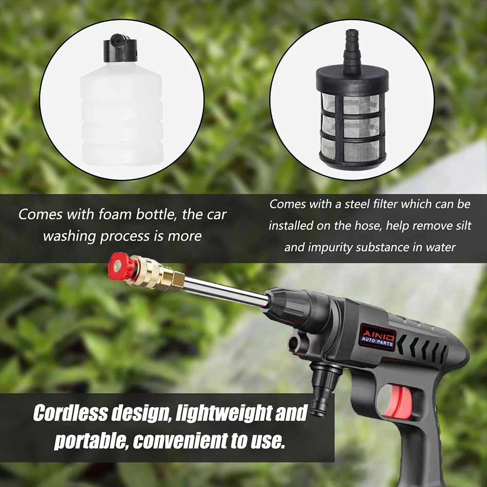 Pistola de agua inalámbrica alta presión para lavado coche y jardín - imagen 3