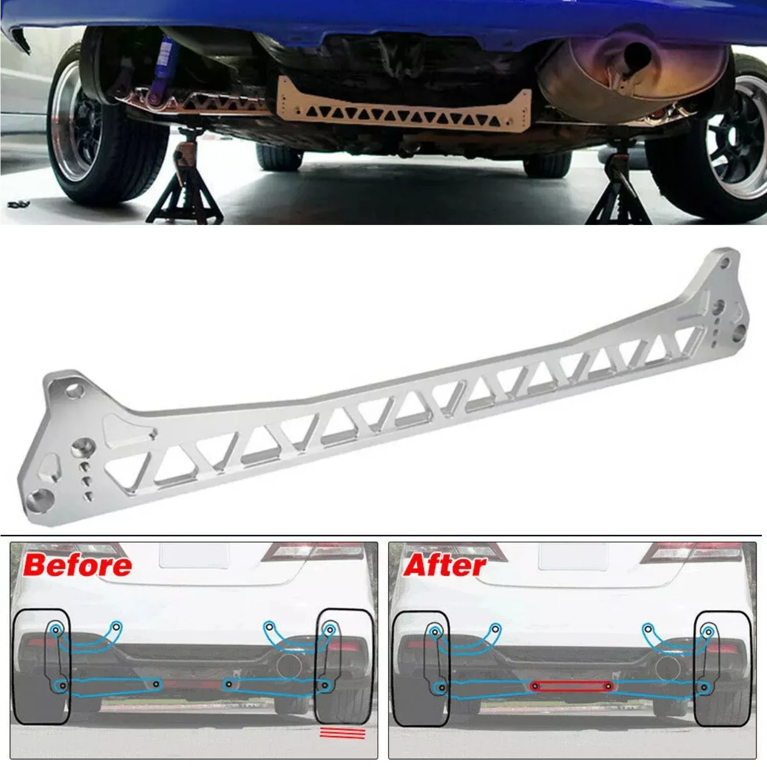 Kit de brazos de control inferiores traseros y soporte de subchasis Billet