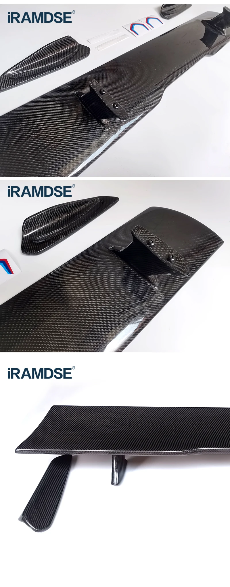 Detalle del alerón trasero de fibra de carbono para BMW
