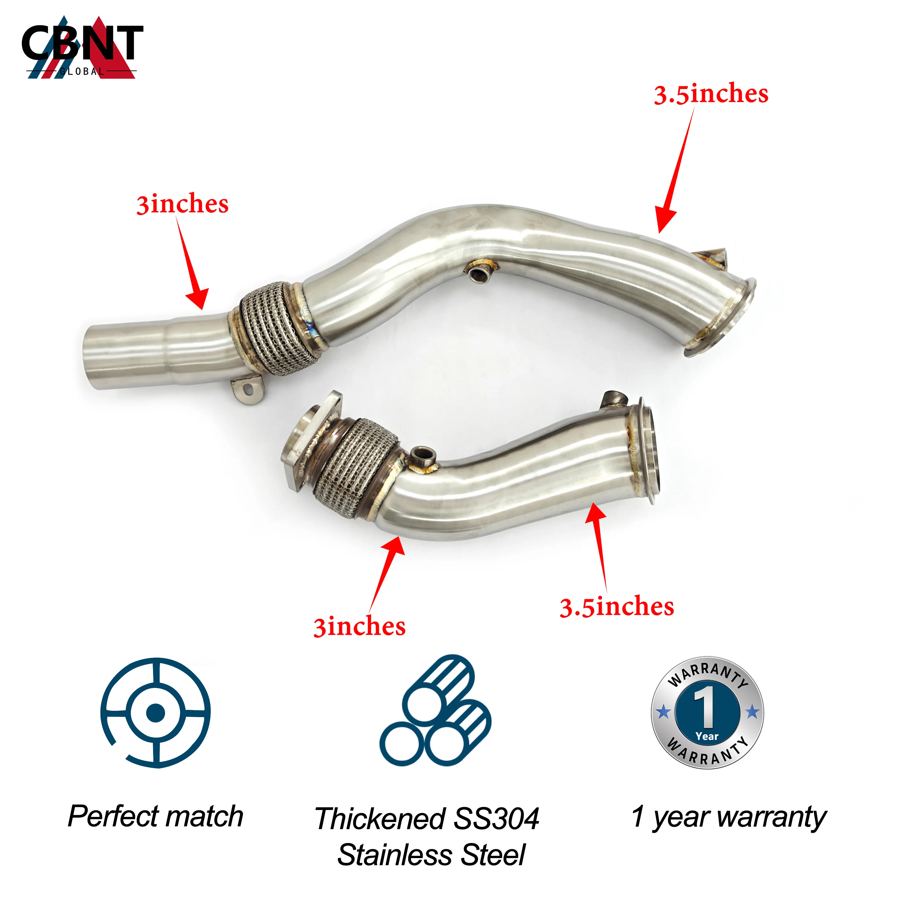 CBNT Downpipe de alto flujo para BMW M3, M4 y M2 Competition S55 - imagen 2
