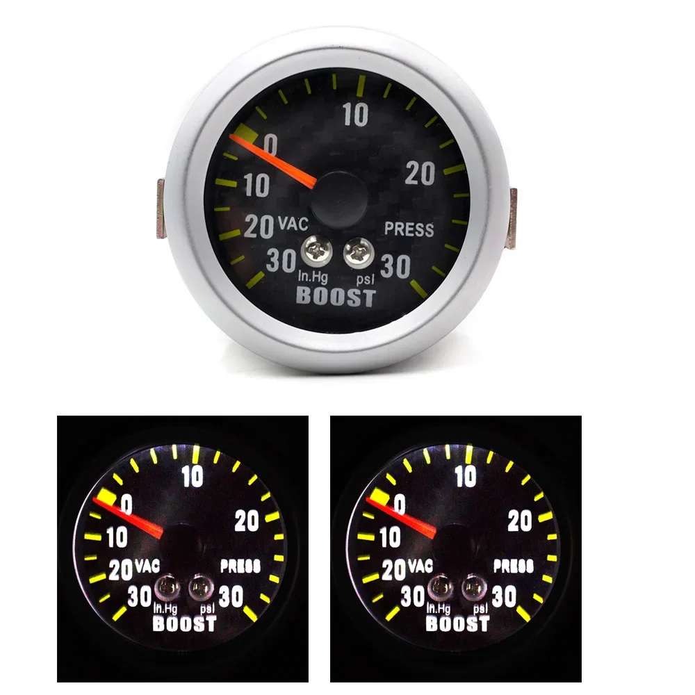 Reloj de presión de turbo ahumado 52 mm 12 V, puntero PSI - imagen 4