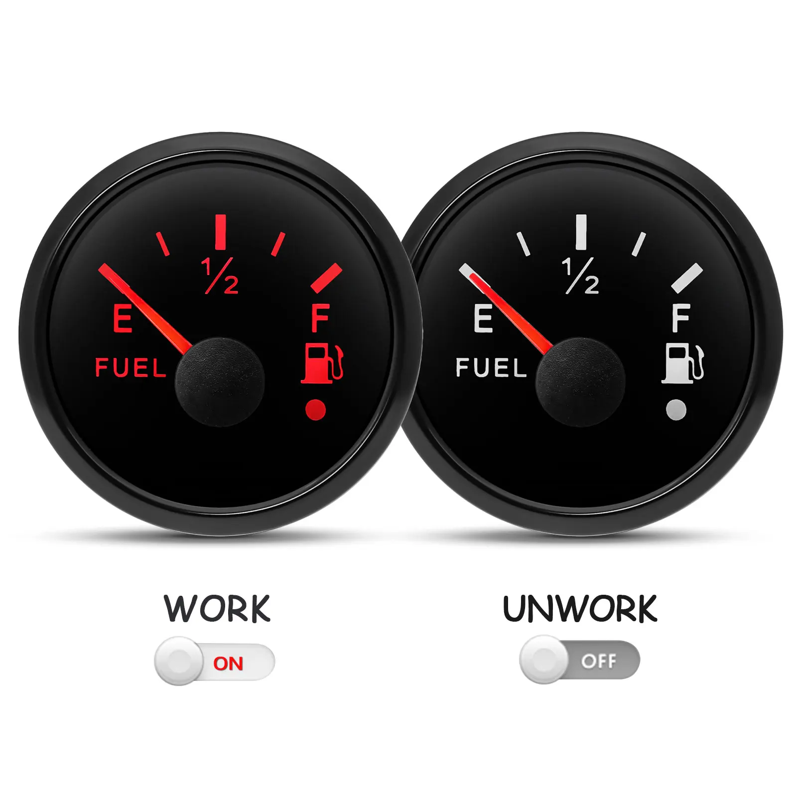 Indicador nivel combustible digital Gar 52mm aguja E-F con sensor - imagen 2