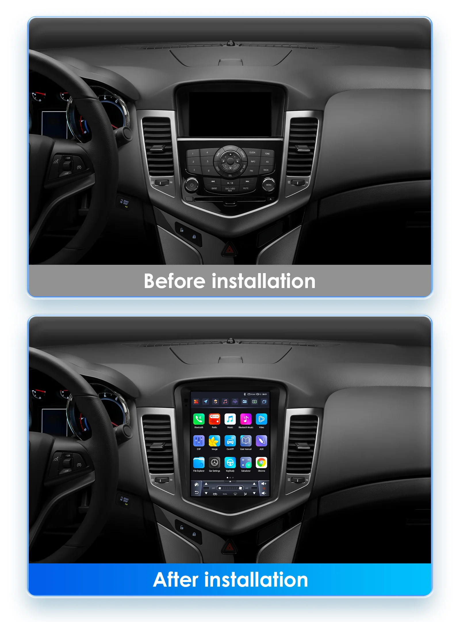 GPS Android 13 9.7" CarPlay 360° – Chevrolet Cruze J300 2012-2018 - imagen 2