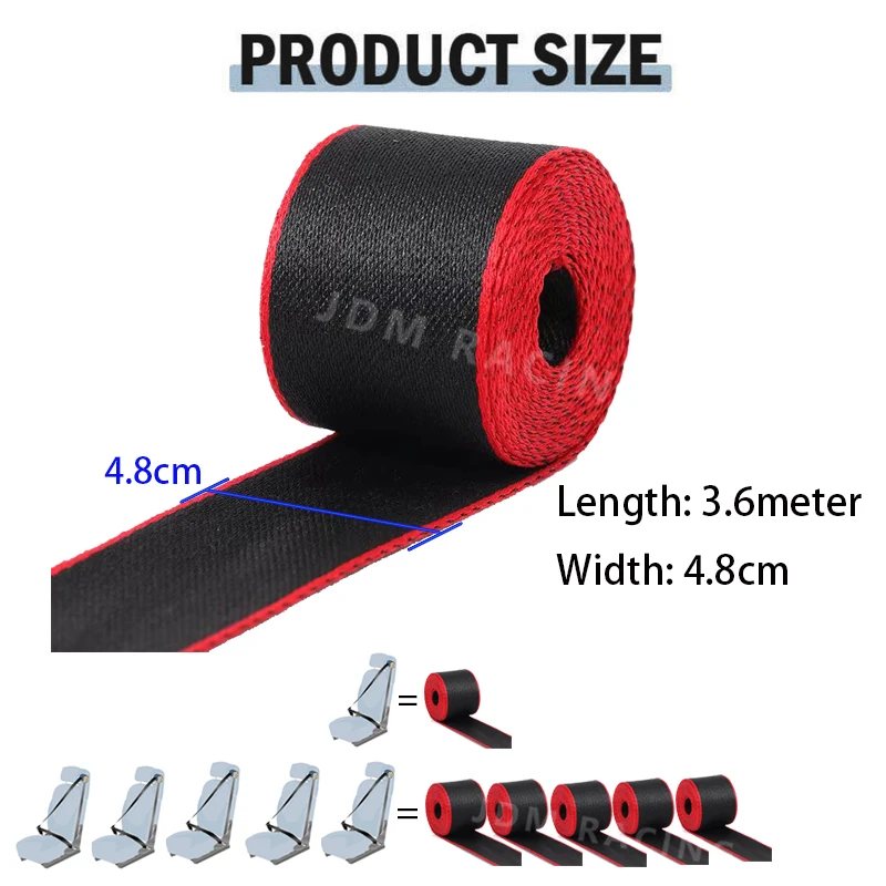 Cinturón de seguridad de coche con borde rojo para conversión DIY - imagen 3