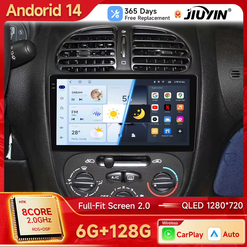 Radio Android 14 con CarPlay inalámbrico para Peugeot 206, CC y SW