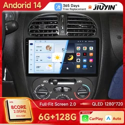 Radio Android 14 con CarPlay inalámbrico para Peugeot 206, CC y SW