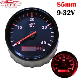 Tacómetro LED 85 mm, 4.000 rpm, luz roja para coche y barco