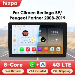 Hizpo-sistema de Radio inteligente para coche, CarPlay inalámbrico, Android Auto, No 2 din, DVD, para Citroen Berlingo B9 Peugeot Partner 2008 - 2019