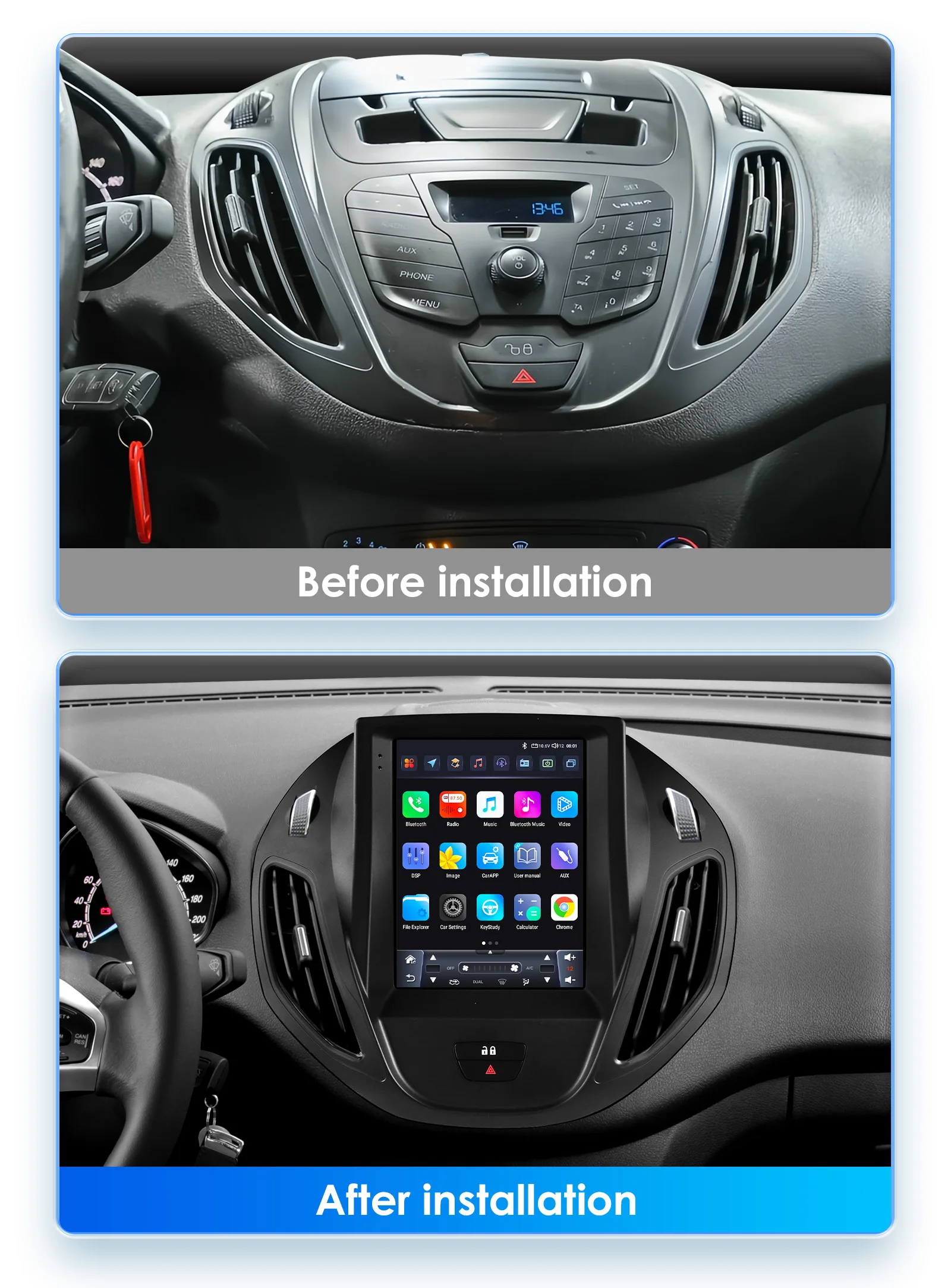 Hizpo-Radio Multimedia con GPS para coche, reproductor con Android, CarPlay, Wifi, 4G, 9,7 pulgadas, estilo ForTesla, Navi, para Ford Tourneo Transit 2012-2023 - imagen 2