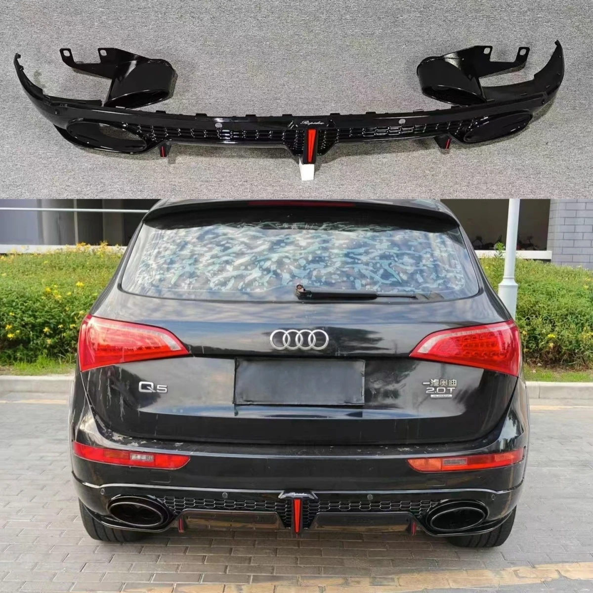 Difusor, puntas de escape y alerón para Audi Q5 2009-2017