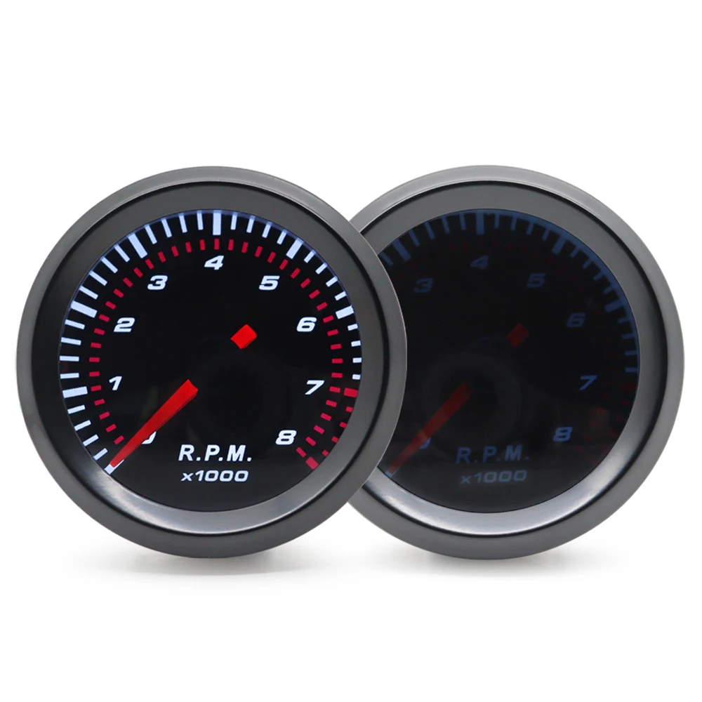 Tacómetro digital 52mm LED blanco 0-8000 RPM - 1 a 8cilindros