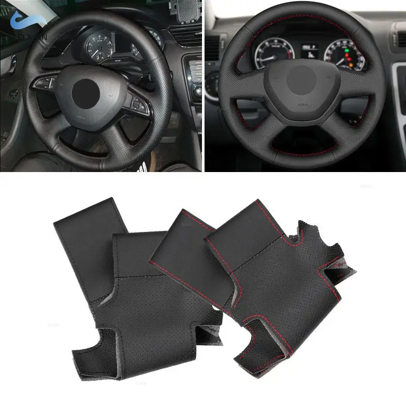 Protector de volante trenzado cuero Skoda Octavia Superb Fabia