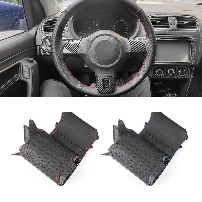 Funda de volante cosida a mano cuero microfibra perforado VW Golf 6
