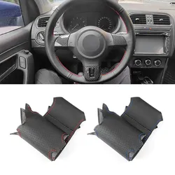 Funda de volante cosida a mano cuero microfibra perforado VW Golf 6