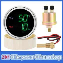 Indicador temperatura y presión aceite 2 en 1 digital con sensor 9-32V